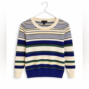 J. Crew Women’s Striped Crewneck Sweater - Blue, Green, Cream